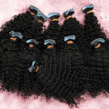 Afro-Textured Kinky Curly Tape in Remy Hair Extensions #1B Natural Black