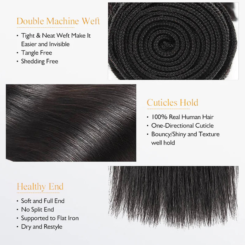 Straight Brazilian 100% Virgin Hair Bundles 10-36''