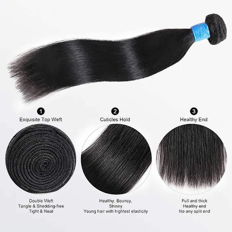 Straight Brazilian 100% Virgin Hair Bundles 10-36''