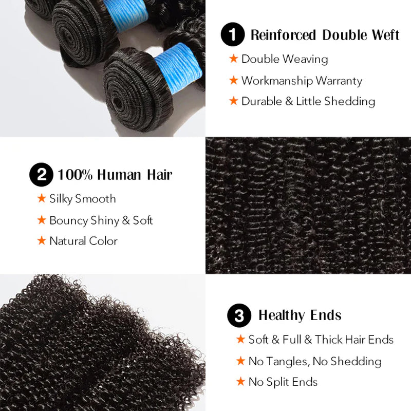 Kinky Curly Brazilian 100% Virgin Hair Bundles 10-30''